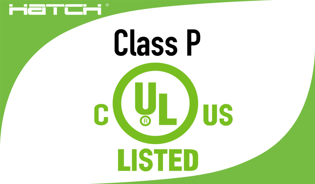 Green CULUS logo and black "Class P" in a green frame with HATCH in upper left corner.